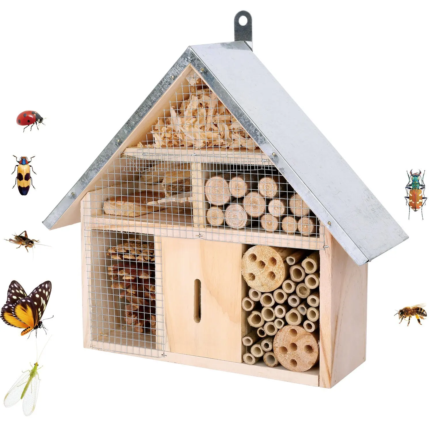 Garden Wooden Insect House Bee Nest Bug Hotel Shelter Natural Wood Outdoor Decoration thumbnail 3