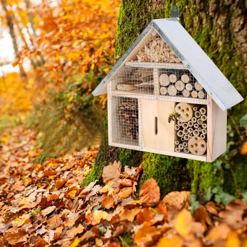 Garden Wooden Insect House Bee Nest Bug Hotel Shelter Natural Wood Outdoor Decoration thumbnail 6