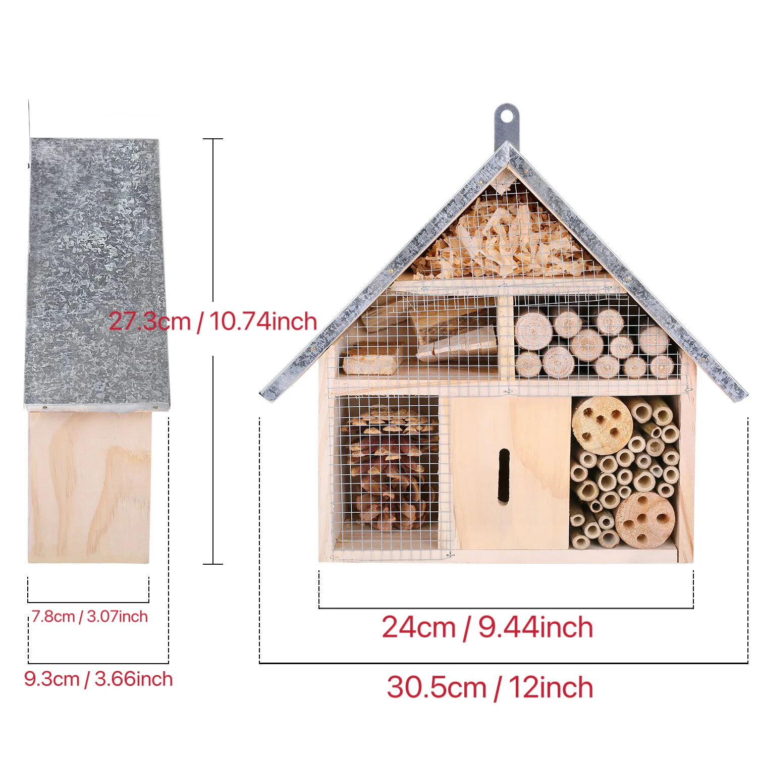 Garden Wooden Insect House Bee Nest Bug Hotel Shelter Natural Wood Outdoor Decoration thumbnail 4