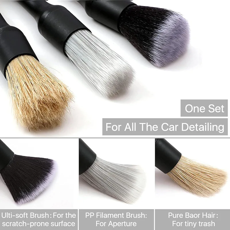 Car Detailing Brushes Kit Automotive Interior Dust Washing Brush Vehicle Microfiber Sweeping Brush Car Wheel Hole Cleaning Tools thumbnail 6