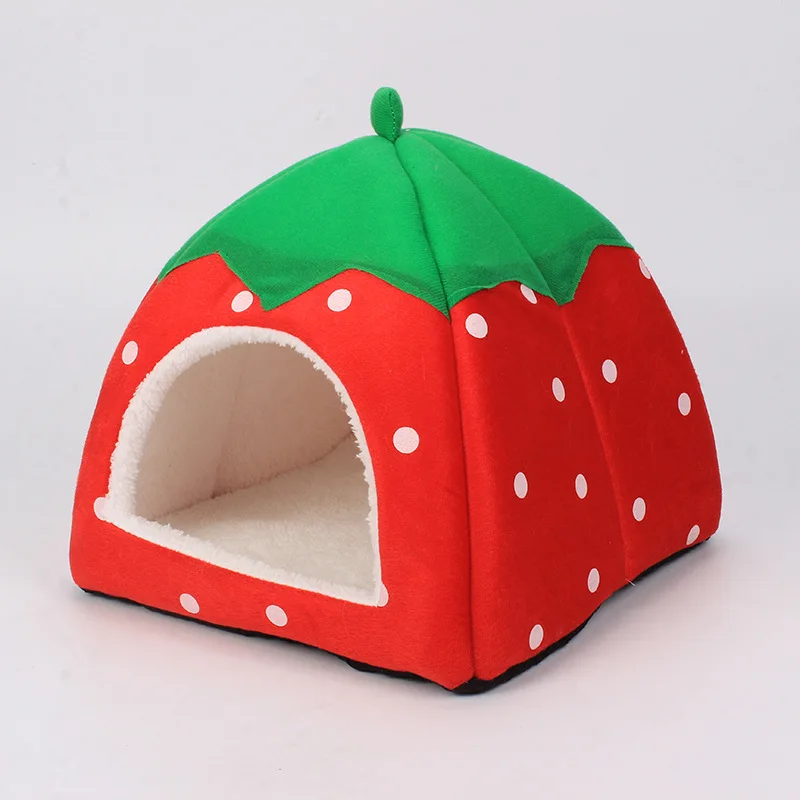 Strawberry Hamster House Guinea Pig Hideout Small Animal Bed Hideaway Hide Hut Cage Accessories for Autumn Winter thumbnail 5