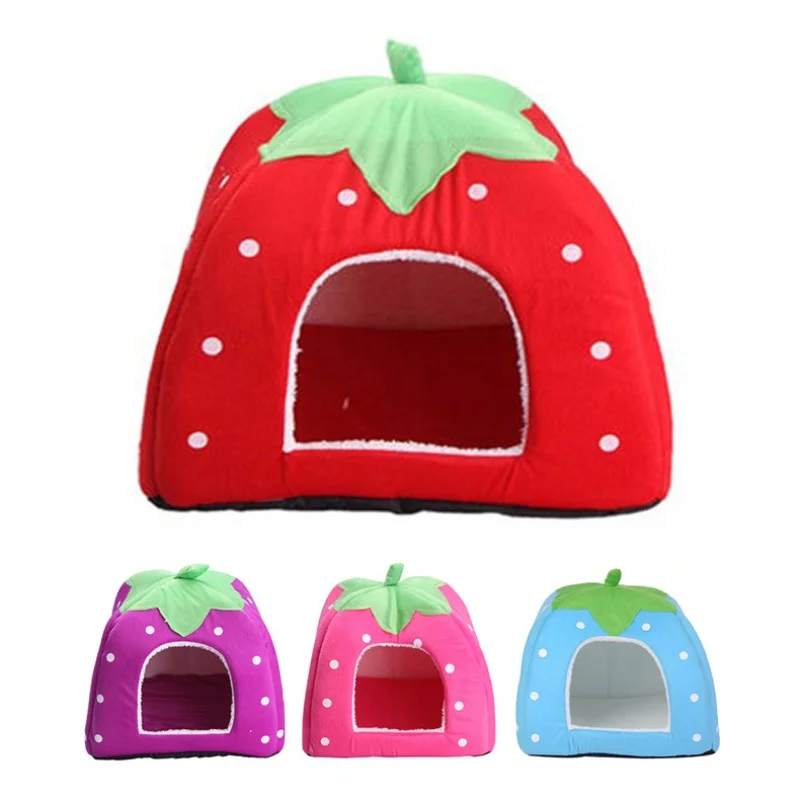 Strawberry Hamster House Guinea Pig Hideout Small Animal Bed Hideaway Hide Hut Cage Accessories for Autumn Winter thumbnail 2