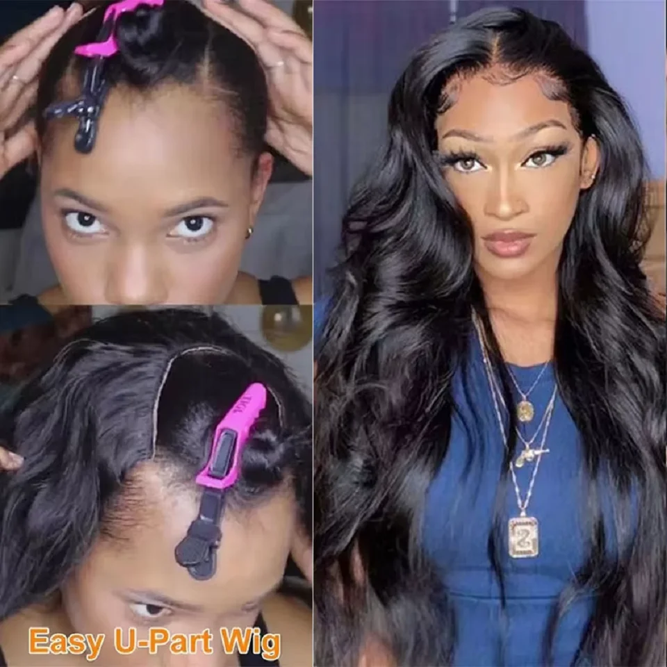 250% V Part Wig Silk Body Wave Human Hair Wigs Peruvian Wavy Virgin Hair Wigs For Black Women U Shape Wig Full Machine Made Wig thumbnail 3