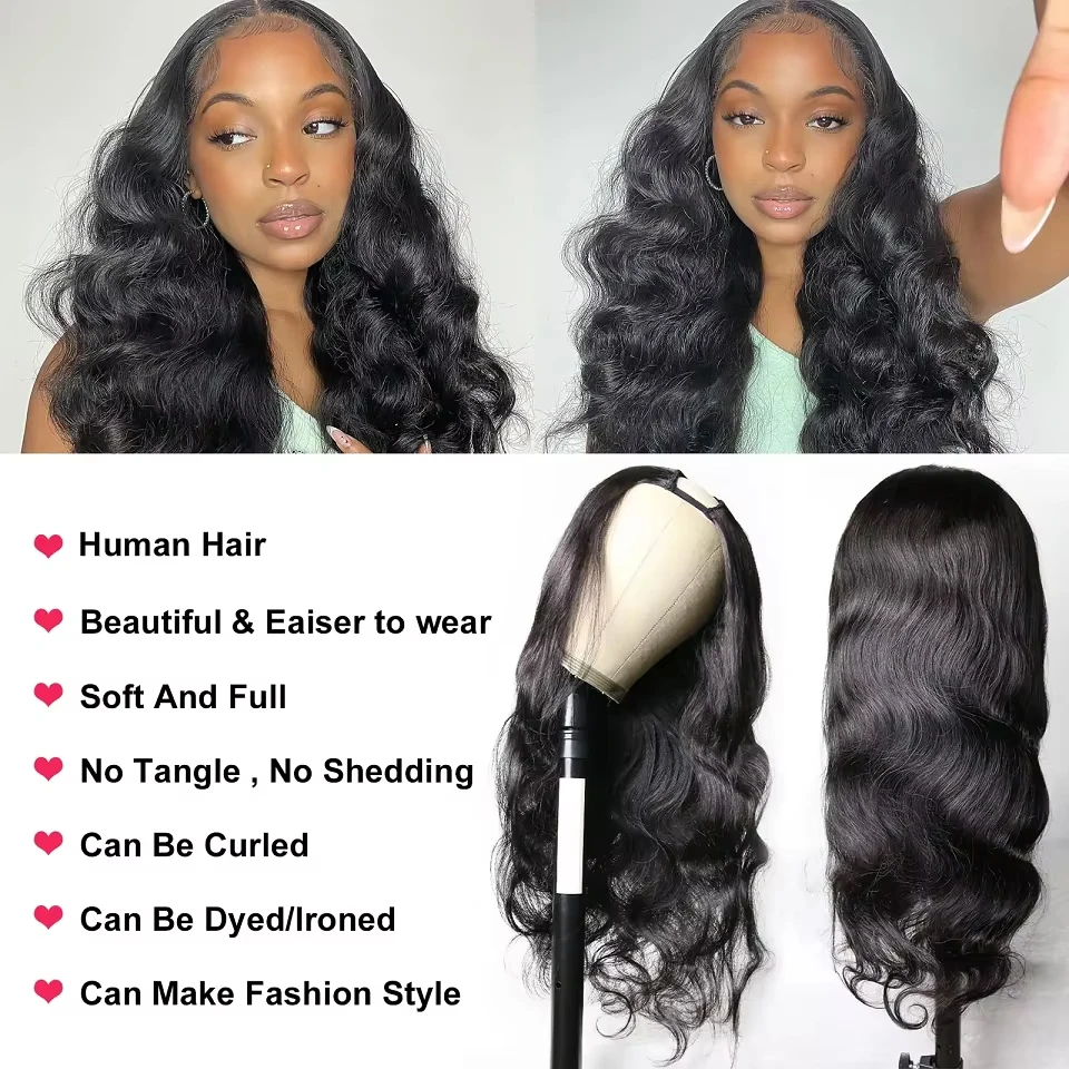 V Part Wig Body Wave Hair Upgrade V Shape Wig Human Hair No Leave Out V Part Wig Human Hair Machine Made 250% Density U Part Wig thumbnail 3