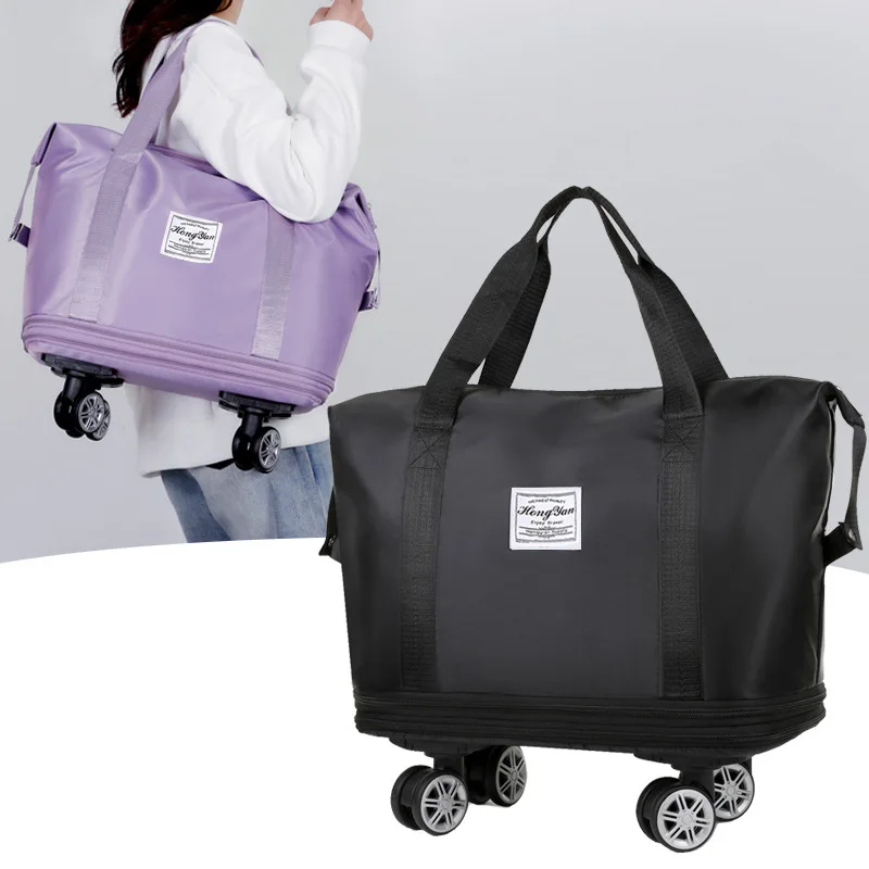 Universal Wheel Expandable Luggage Large Capacity Lightweight Travel Fitness Bag with Dry And Wet Separation Storage thumbnail 5