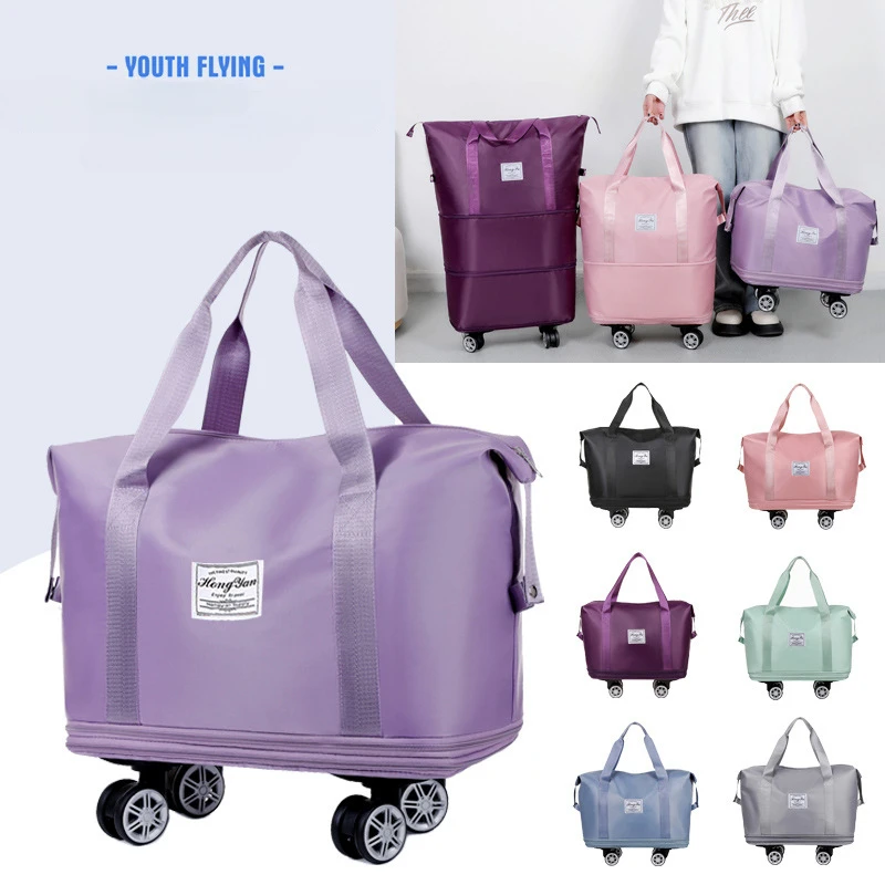 Universal Wheel Expandable Luggage Large Capacity Lightweight Travel Fitness Bag with Dry And Wet Separation Storage thumbnail 3
