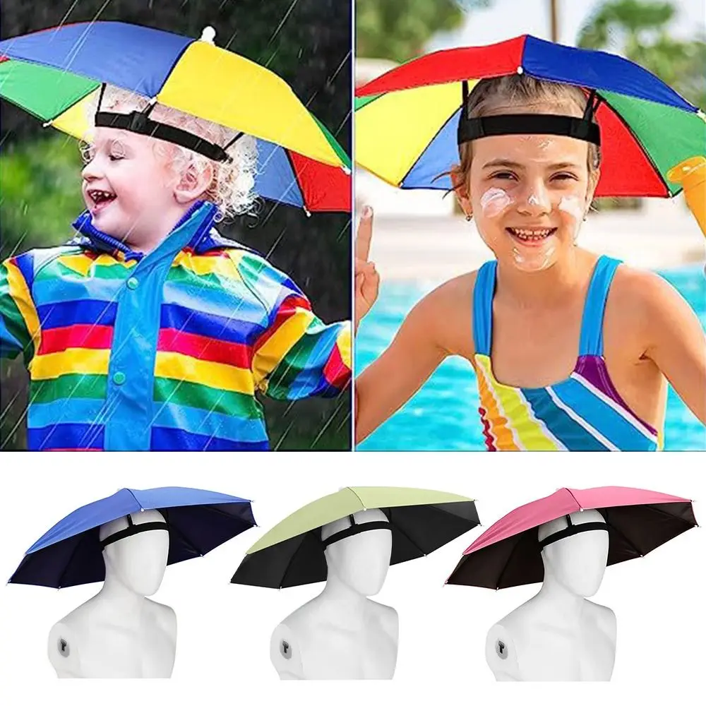 Portable Sunshade Head Umbrella Hat Elastic band Head Wearing Rain Gear Windproof Umbrella thumbnail 3