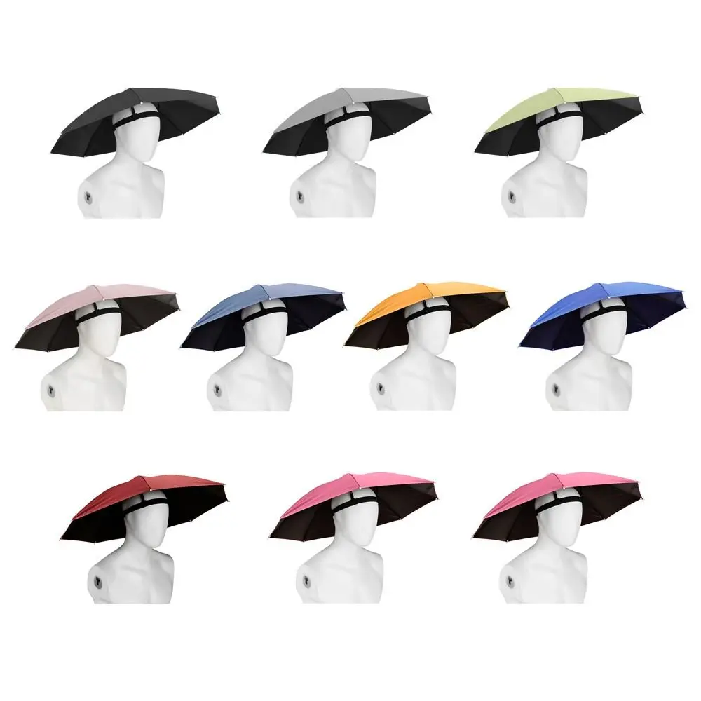 Portable Sunshade Head Umbrella Hat Elastic band Head Wearing Rain Gear Windproof Umbrella thumbnail 4