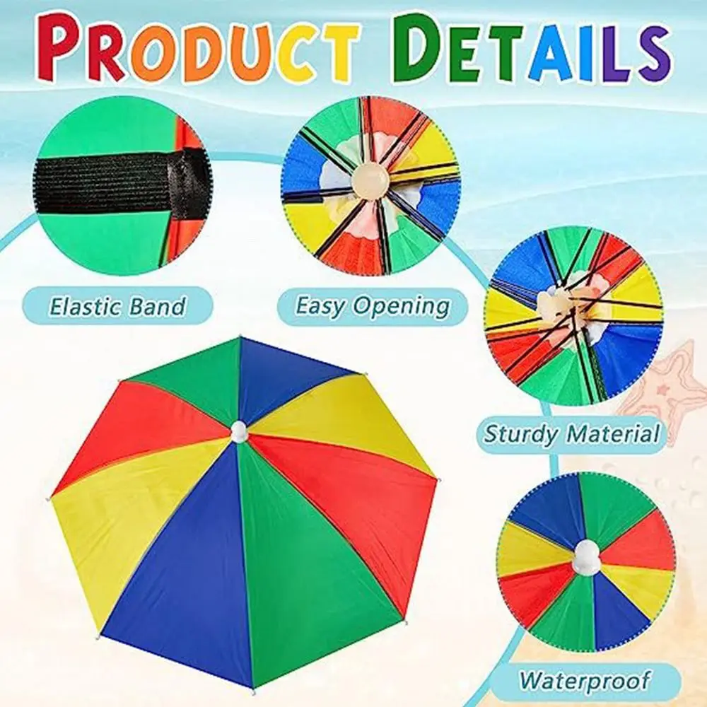 Portable Sunshade Head Umbrella Hat Elastic band Head Wearing Rain Gear Windproof Umbrella thumbnail 5