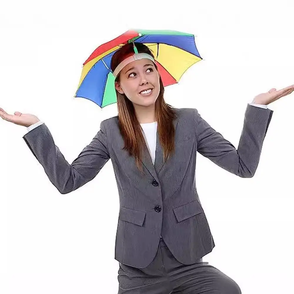 Portable Sunshade Head Umbrella Hat Elastic band Head Wearing Rain Gear Windproof Umbrella thumbnail 2