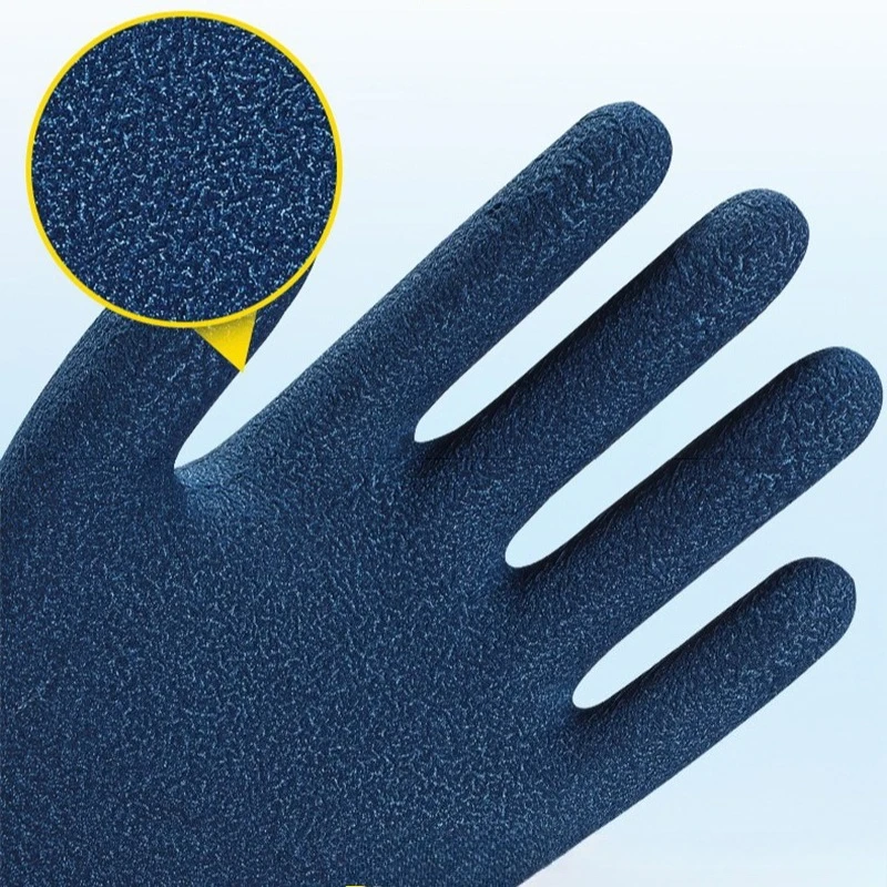 Garden Gloves Anti-Slip Wear-resistant Latex Labor Safety Protection Glove Construction Site Heavy Duty Rubber Coated Work Glove thumbnail 5