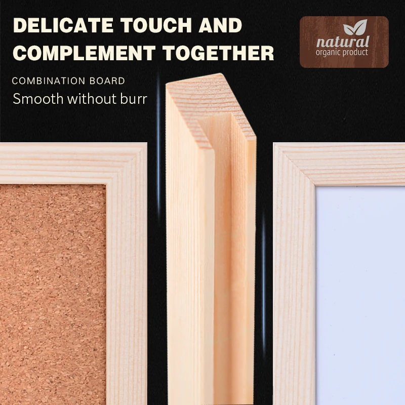 1PC 30x40cm Message Cork Board with Wood Frame Combination Bulletin Magnetic Marker Whiteboard And Drawing Board for Home Office thumbnail 3