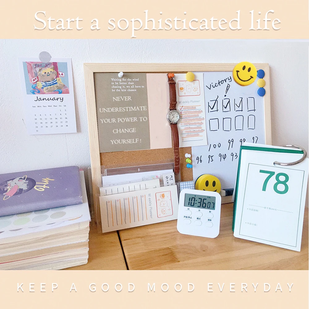 1PC 30x40cm Message Cork Board with Wood Frame Combination Bulletin Magnetic Marker Whiteboard And Drawing Board for Home Office thumbnail 2