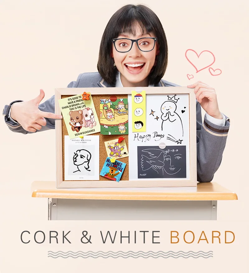 1PC 30x40cm Message Cork Board with Wood Frame Combination Bulletin Magnetic Marker Whiteboard And Drawing Board for Home Office thumbnail 4