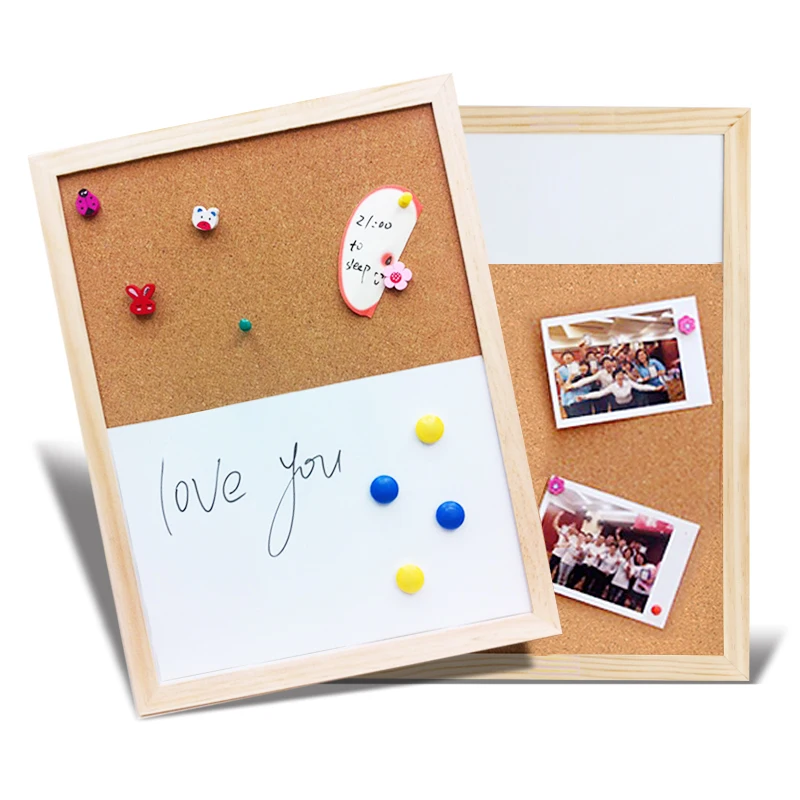 1PC 30x40cm Message Cork Board with Wood Frame Combination Bulletin Magnetic Marker Whiteboard And Drawing Board for Home Office thumbnail 6