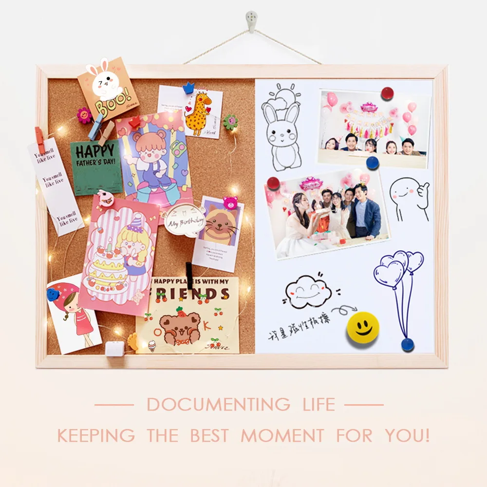 1PC 30x40cm Message Cork Board with Wood Frame Combination Bulletin Magnetic Marker Whiteboard And Drawing Board for Home Office thumbnail 5
