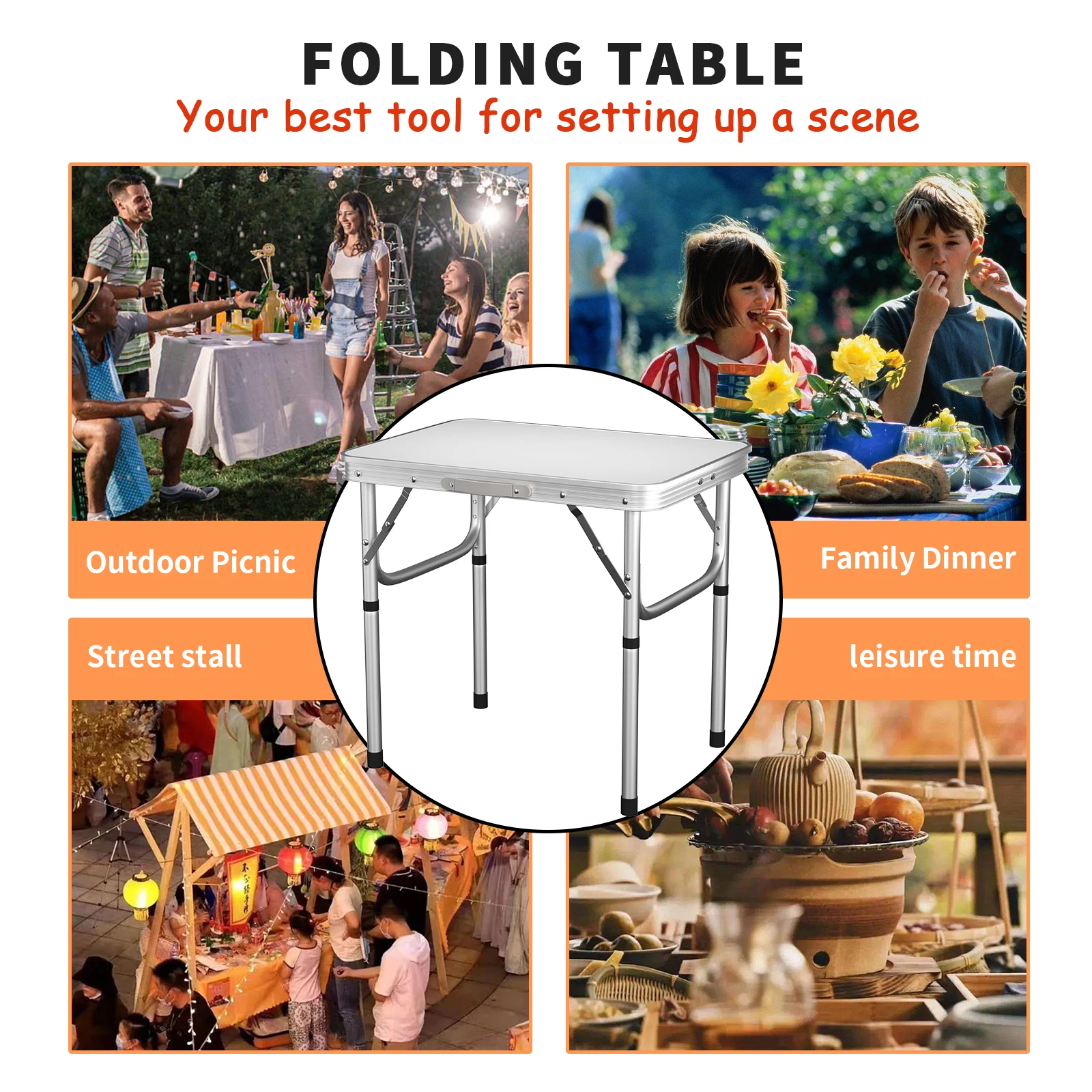 Folding Picnic Table Outdoor,Folding computer table,2x1.5x1/2Ft, for Homework Compact Handy Camping Table Garden Party BBQ thumbnail 6