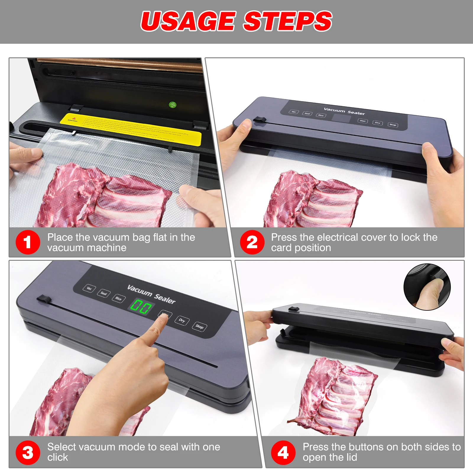 DayPlus Vacuum Sealer Machine Electric Sealing Machine Automatic Food Dry Wet Vaccum Packing Saver With 10 Free Sealing Bags thumbnail 6