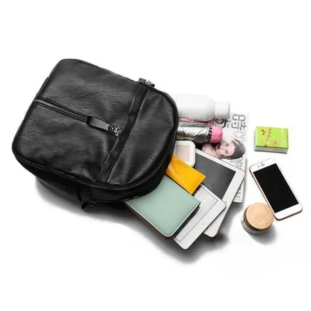Fashion PU Leather Women Backpack Black Large Capacity School Backpacks Waterproof Travel Bag Gift thumbnail 5