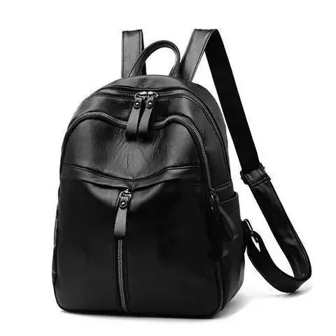 Fashion PU Leather Women Backpack Black Large Capacity School Backpacks Waterproof Travel Bag Gift thumbnail 6