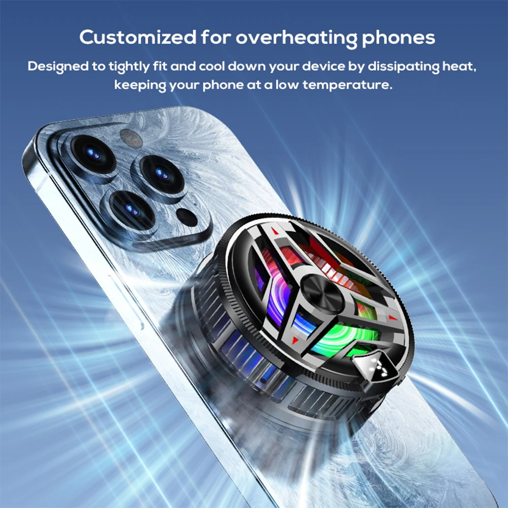 Magnetic Semiconductor Phone Cooler RGB Lights Digital DisplayCooling Fan Freeze Radiator For Gaming Tablet/Live Streaming ﻿ thumbnail 5