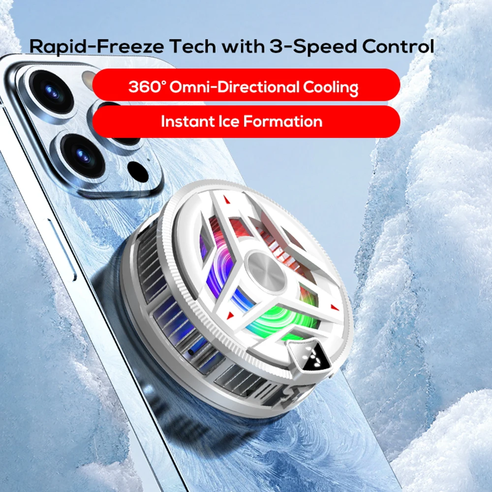 Magnetic Semiconductor Phone Cooler RGB Lights Digital DisplayCooling Fan Freeze Radiator For Gaming Tablet/Live Streaming ﻿ thumbnail 2