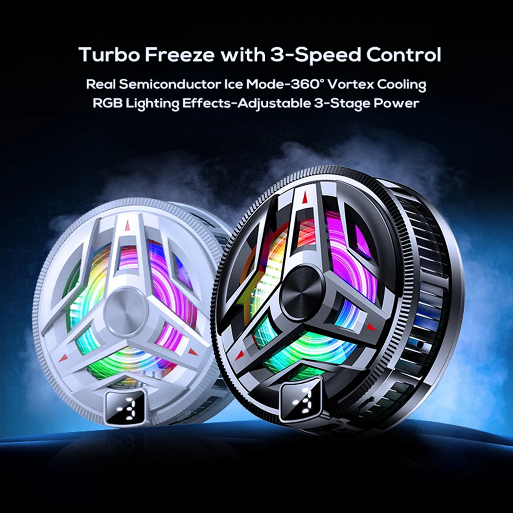 Magnetic Semiconductor Phone Cooler RGB Lights Digital DisplayCooling Fan Freeze Radiator For Gaming Tablet/Live Streaming ﻿ thumbnail 3