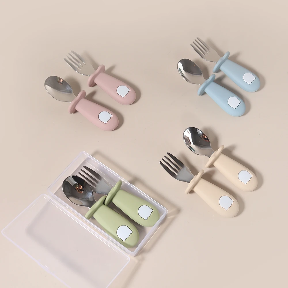 Custom Name Baby panda Spoon Fork Set | First Self Feeding Utensils for Toddlers  Stainless Steel Weaning Set with Travel case thumbnail 6