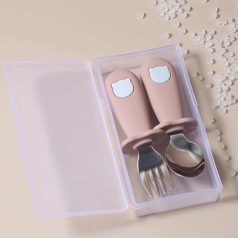 Custom Name Baby panda Spoon Fork Set | First Self Feeding Utensils for Toddlers  Stainless Steel Weaning Set with Travel case thumbnail 3