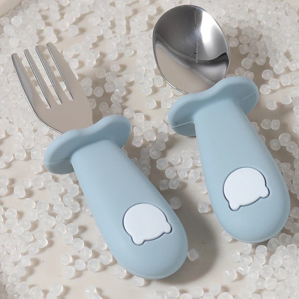 Custom Name Baby panda Spoon Fork Set | First Self Feeding Utensils for Toddlers  Stainless Steel Weaning Set with Travel case thumbnail 2