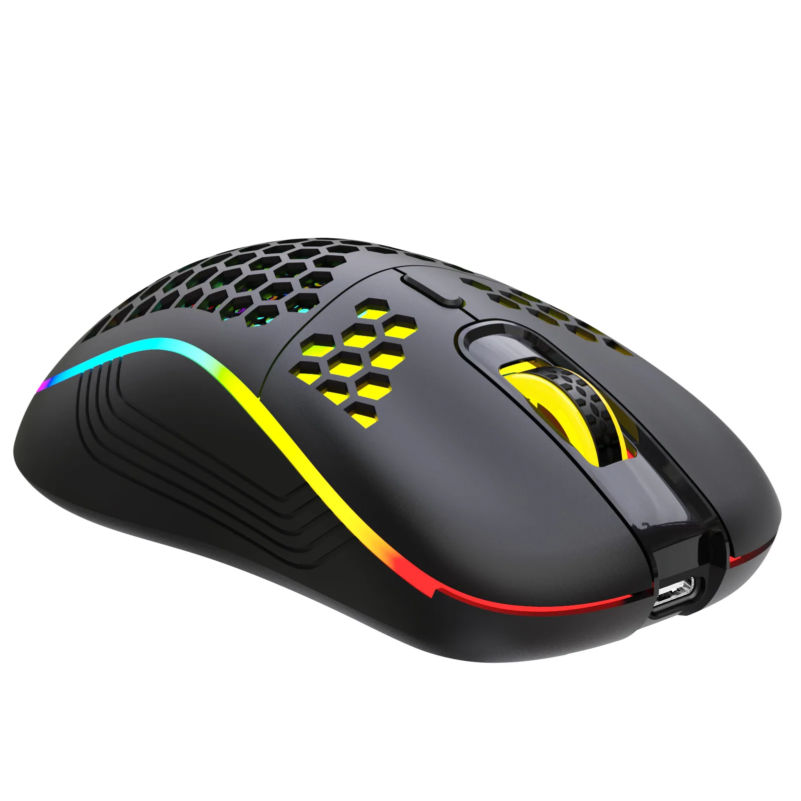 RGB 2.4G Wireless Gaming Mouse RGB Lighting Charging Mouse with Adjustable DPI Ergonomic Honeycomb Design for Desktop Laptop