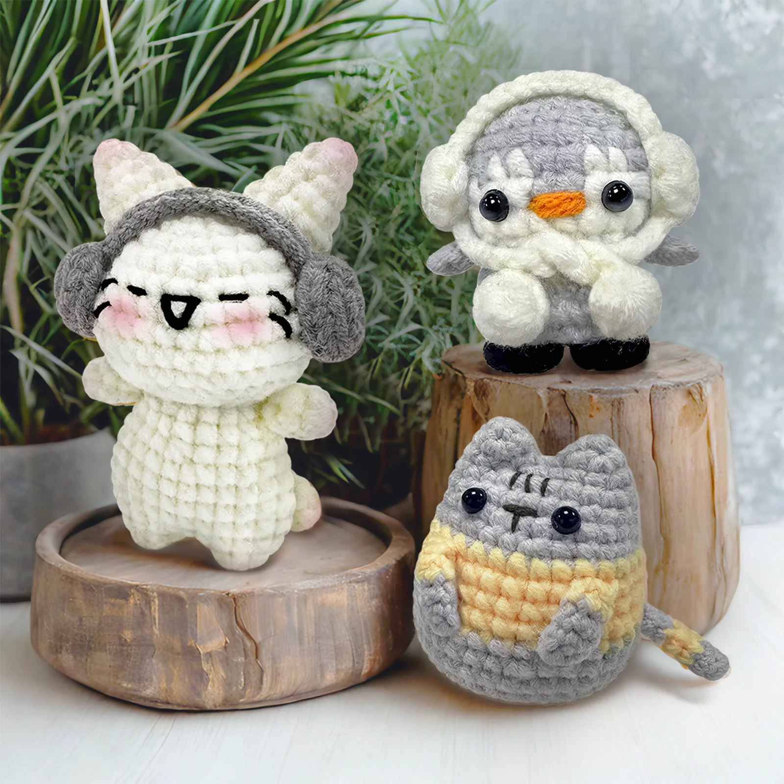 YAMAXIN 3PCS Cute Animal Theme Crochet Kit for Beginners - DIY Craft Tool Set with Knitting Arts And Crafts Project thumbnail 6