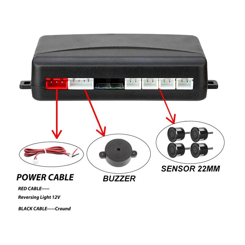 Parking Sensor Kit Buzzer 22mm 4 Sensors Reverse Backup Radar Audible Alert Indicator Probe System 12 Colors 12V thumbnail 5