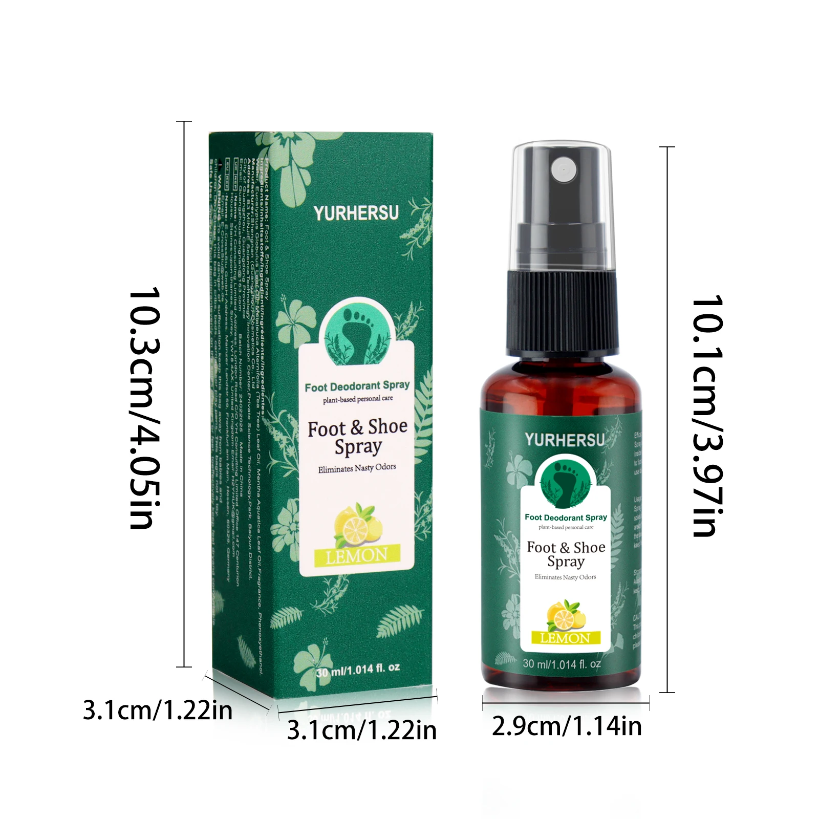 Lemon Fresh Foot Deodorant Spray - Kills Odor & Bacteria, Keeps Feet Dry, 24H Long Lasting, Natural Ingredients, for Men Women thumbnail 2