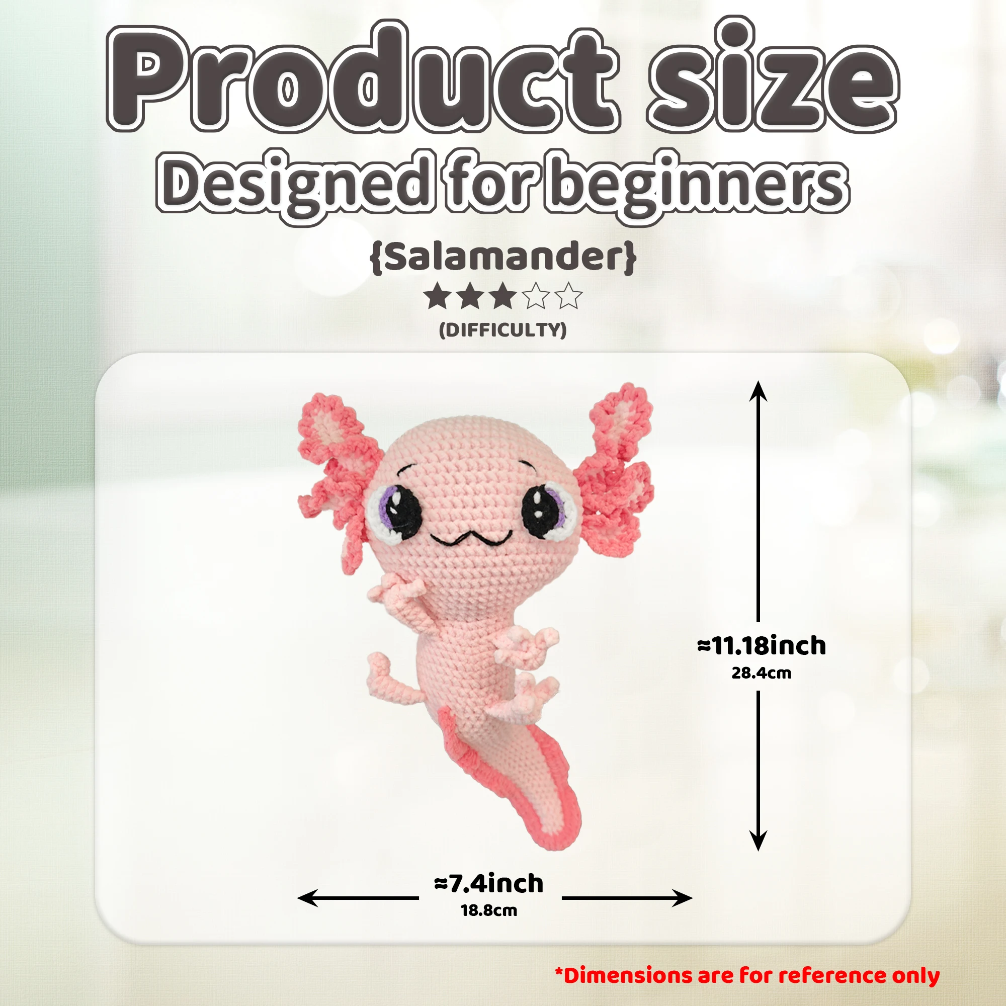 YAMAXIN Axolotl Theme Crochet Kit for Beginners - DIY Craft Tool Set with Knitting Arts And Crafts Project thumbnail 3