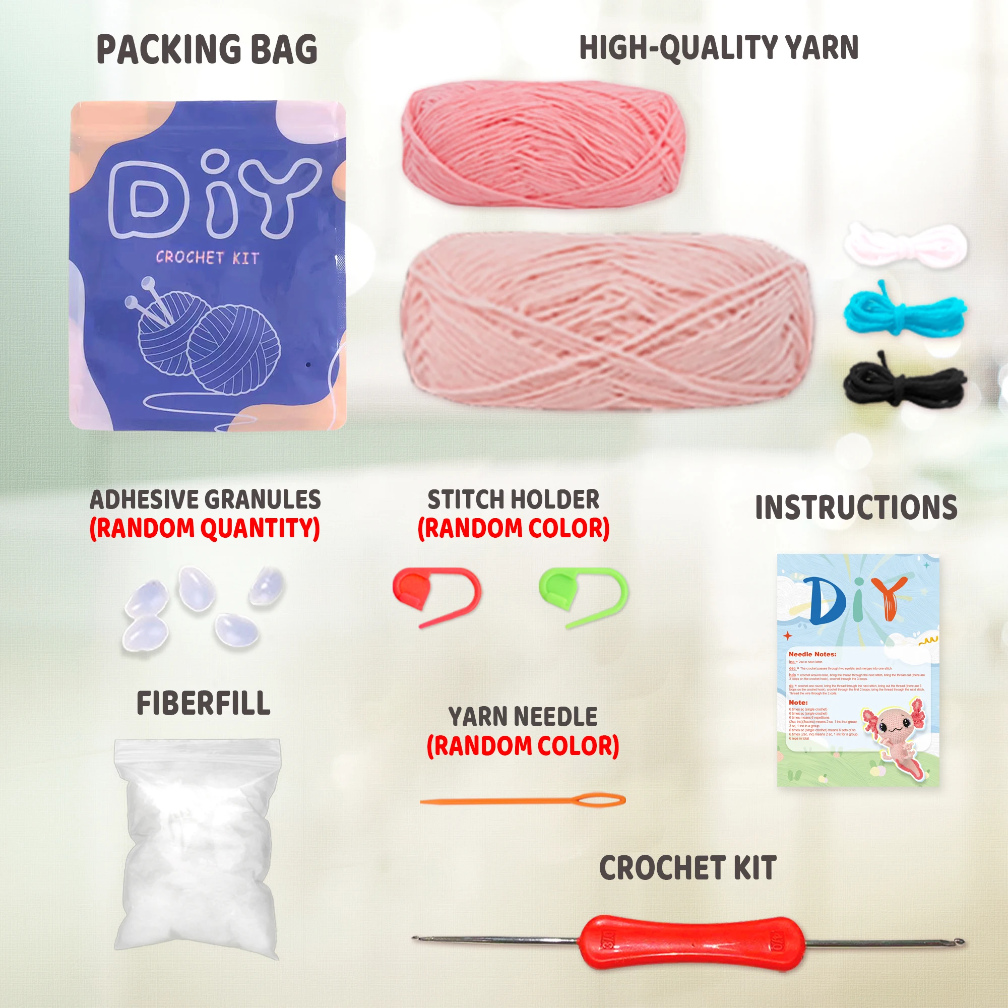 YAMAXIN Axolotl Theme Crochet Kit for Beginners - DIY Craft Tool Set with Knitting Arts And Crafts Project thumbnail 4