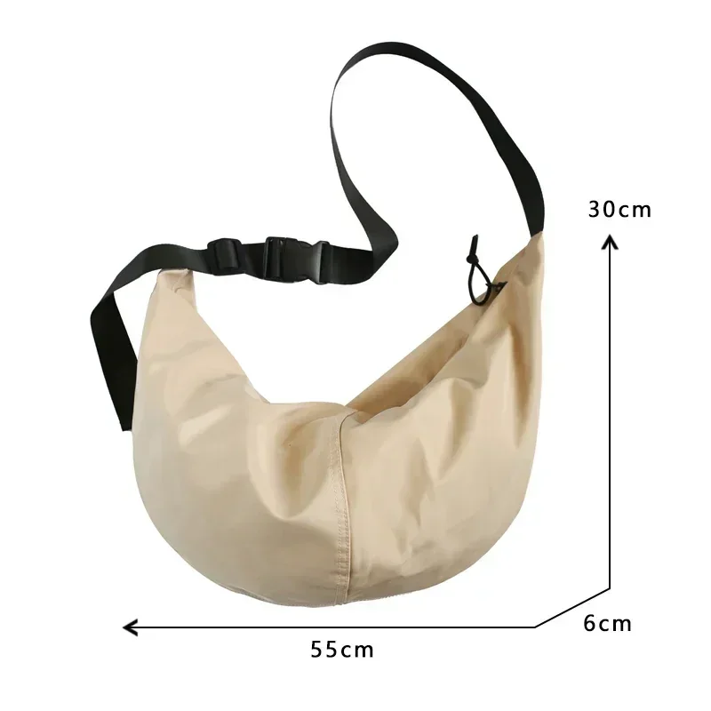 Crossbody Bags Men Solid Color Large Capacity Hobos Unisex Harajuku Japanese Style Nylon Waterproof Travel Shoulder Zipper Purse thumbnail 5