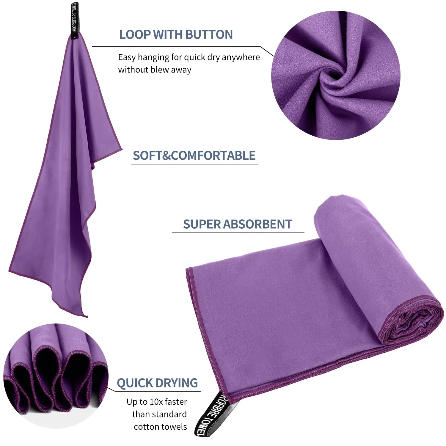 Sandproof Microfiber Fast-Drying Towel  Lightweight Portable  Swim Yoga Gym Beach Travel Sports Essentials thumbnail 2