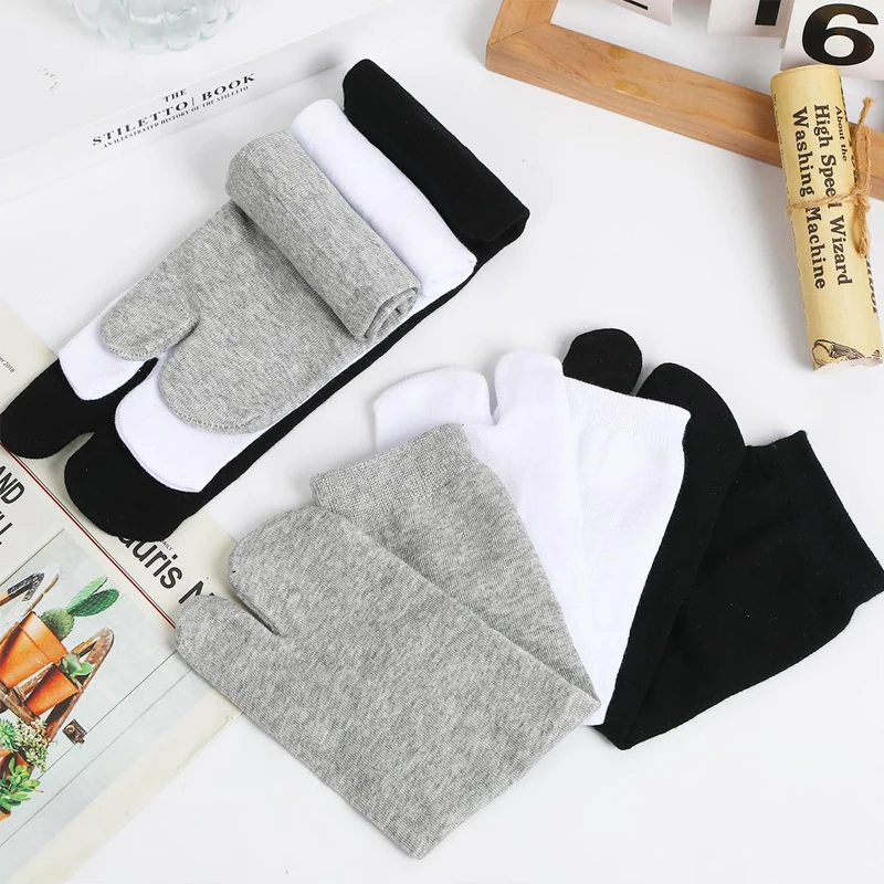 3/6 Pairs Tabi Toe Socks for Men Women Fashion Japanese Style Cotton Solid Two Finger Socks Kimono Flip Flop Sandal Split Socks thumbnail 2