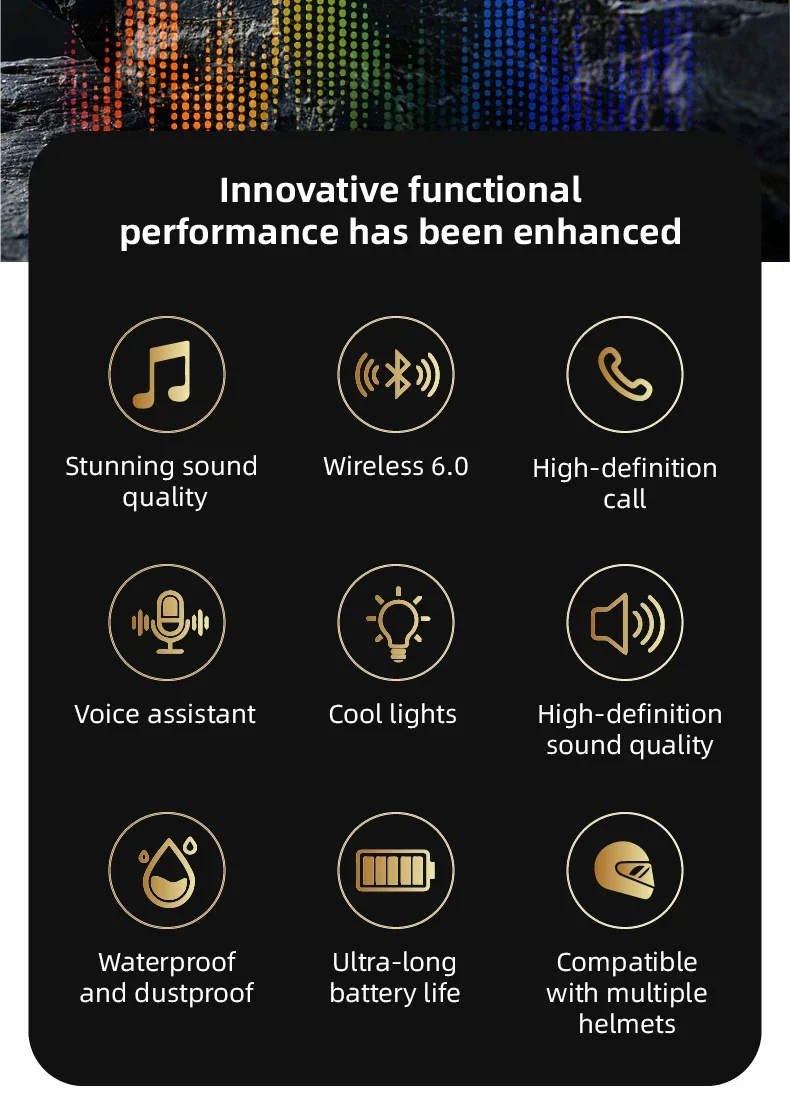 Wireless Bluetooth 5.4 Helmet Headset Hands-Free Call Motorcycle Earphone Waterproof MP3 Music Player Speaker Kit for Moto thumbnail 6
