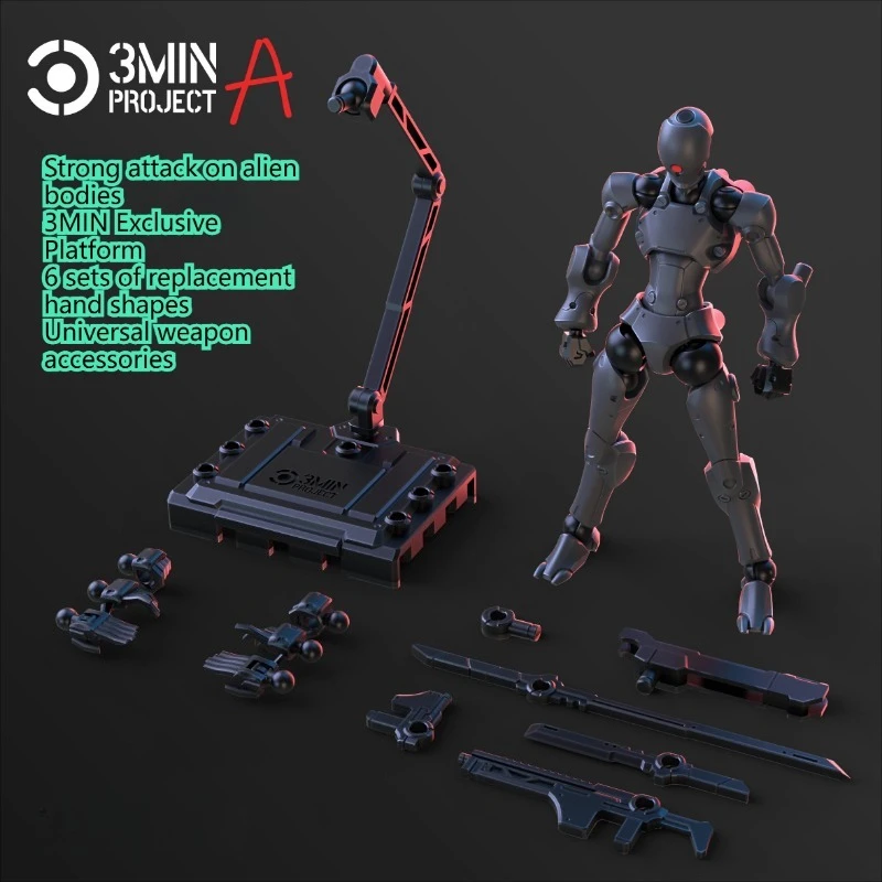 SHEIK MAINLAND 3MIN PROJECT A 3.75inch Super Movable Humanoid Body Strong Attack Alien Figure Assembly Model Toy Collection Gift thumbnail 2