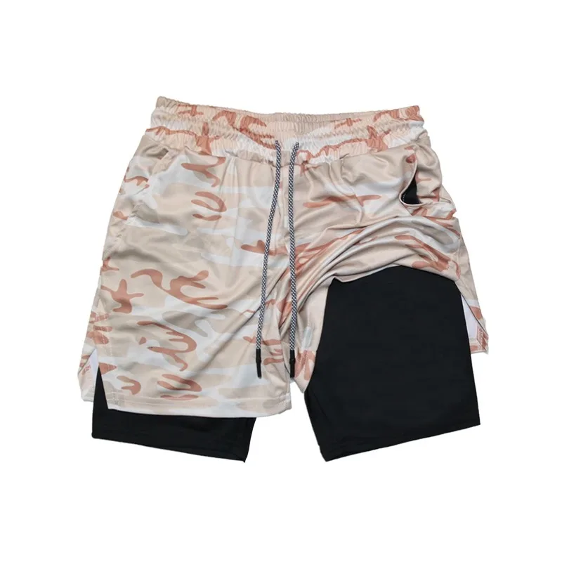2-in-1 Running Summer Workout Shorts for Men Gym Performance Compression Shorts with Phone Pocket Towel Loop Athletic Activewear thumbnail 5