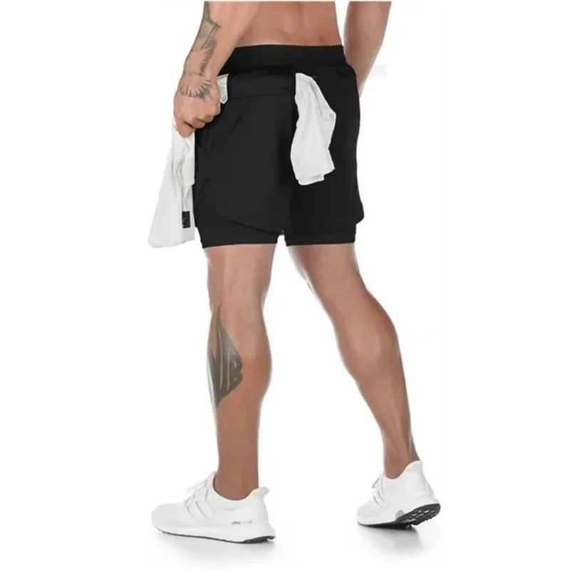 2-in-1 Running Summer Workout Shorts for Men Gym Performance Compression Shorts with Phone Pocket Towel Loop Athletic Activewear thumbnail 4
