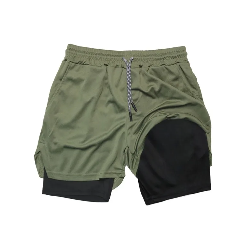 2-in-1 Running Summer Workout Shorts for Men Gym Performance Compression Shorts with Phone Pocket Towel Loop Athletic Activewear thumbnail 2