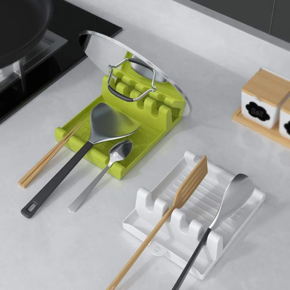 Utensil Rest for Stove Top, Spatula/Ladle/Spoon Rest with Drip Pad & Pot Lid Holder Stand for Kitchen