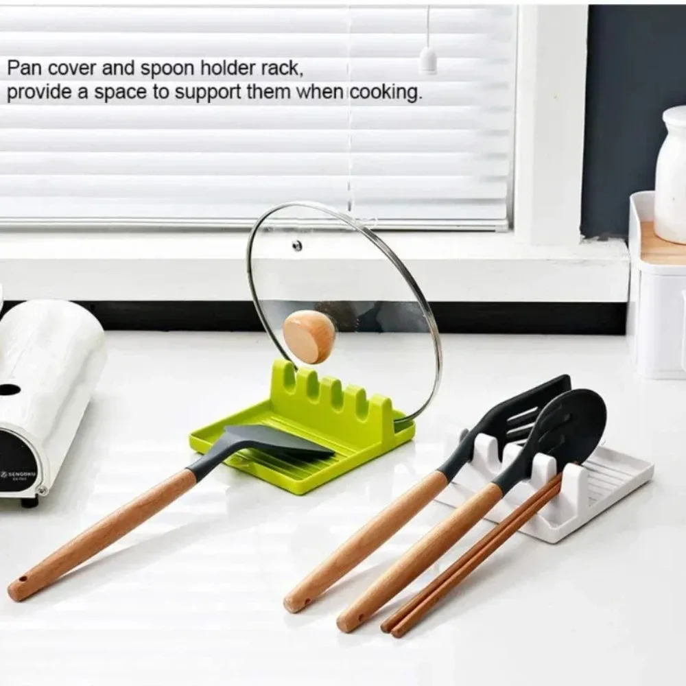 Utensil Rest for Stove Top, Spatula/Ladle/Spoon Rest with Drip Pad & Pot Lid Holder Stand for Kitchen thumbnail 2