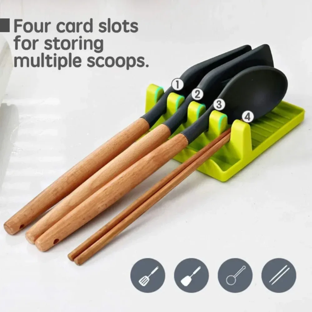 Utensil Rest for Stove Top, Spatula/Ladle/Spoon Rest with Drip Pad & Pot Lid Holder Stand for Kitchen thumbnail 5