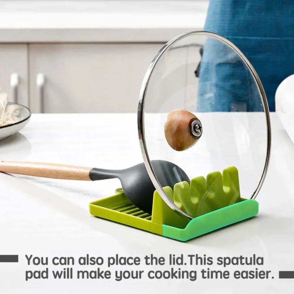 Utensil Rest for Stove Top, Spatula/Ladle/Spoon Rest with Drip Pad & Pot Lid Holder Stand for Kitchen thumbnail 3