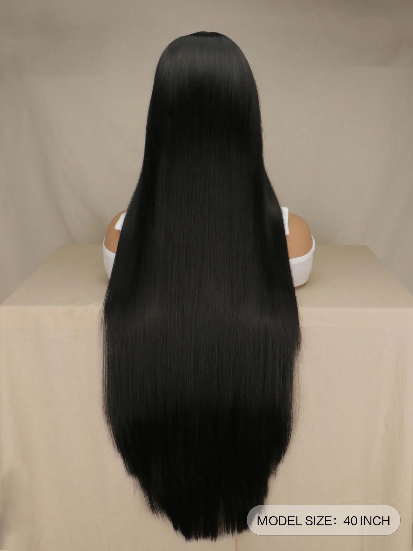 QQXCAIW Cosplay 100cm Long Stright Natrual Black Synthetic Hair Wigs Halloween Anime Costume Straight Heat Resistant Wig Black thumbnail 4
