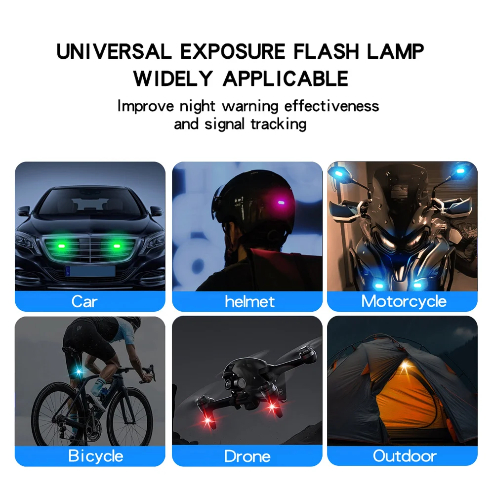 4/8Pcs Wireless Rechargeable LED Strobe Decor Lights, 8-Colors USB Waterproof Anti-Collision LED Car Flashing Warning Light thumbnail 5